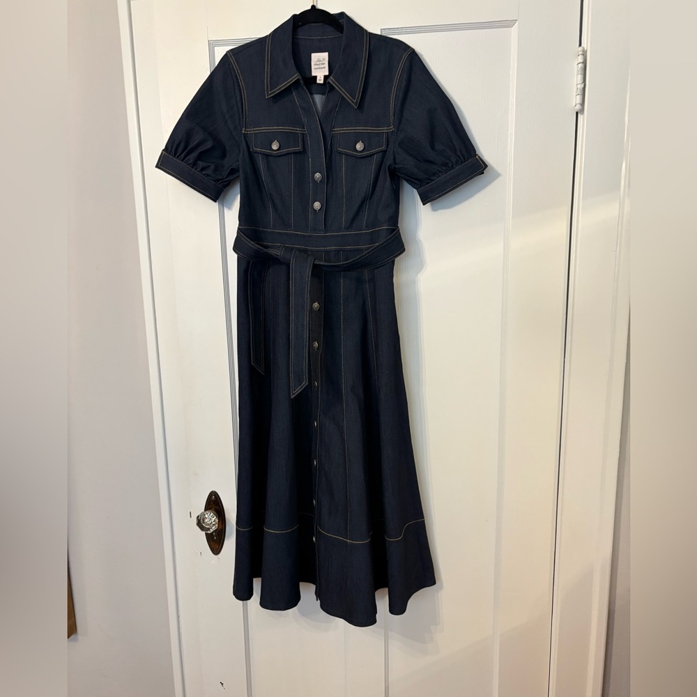 Cinq a Cept Suzie Denim Puff-Sleeve Midi Dress - Picture 4 of 10